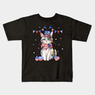 Funny Cat 4th of July Hat Patriotic Gift Men Womens Kids Kids T-Shirt